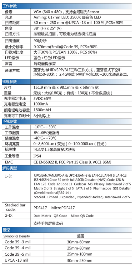 MX-2035二維掃描槍詳細參數(shù)圖